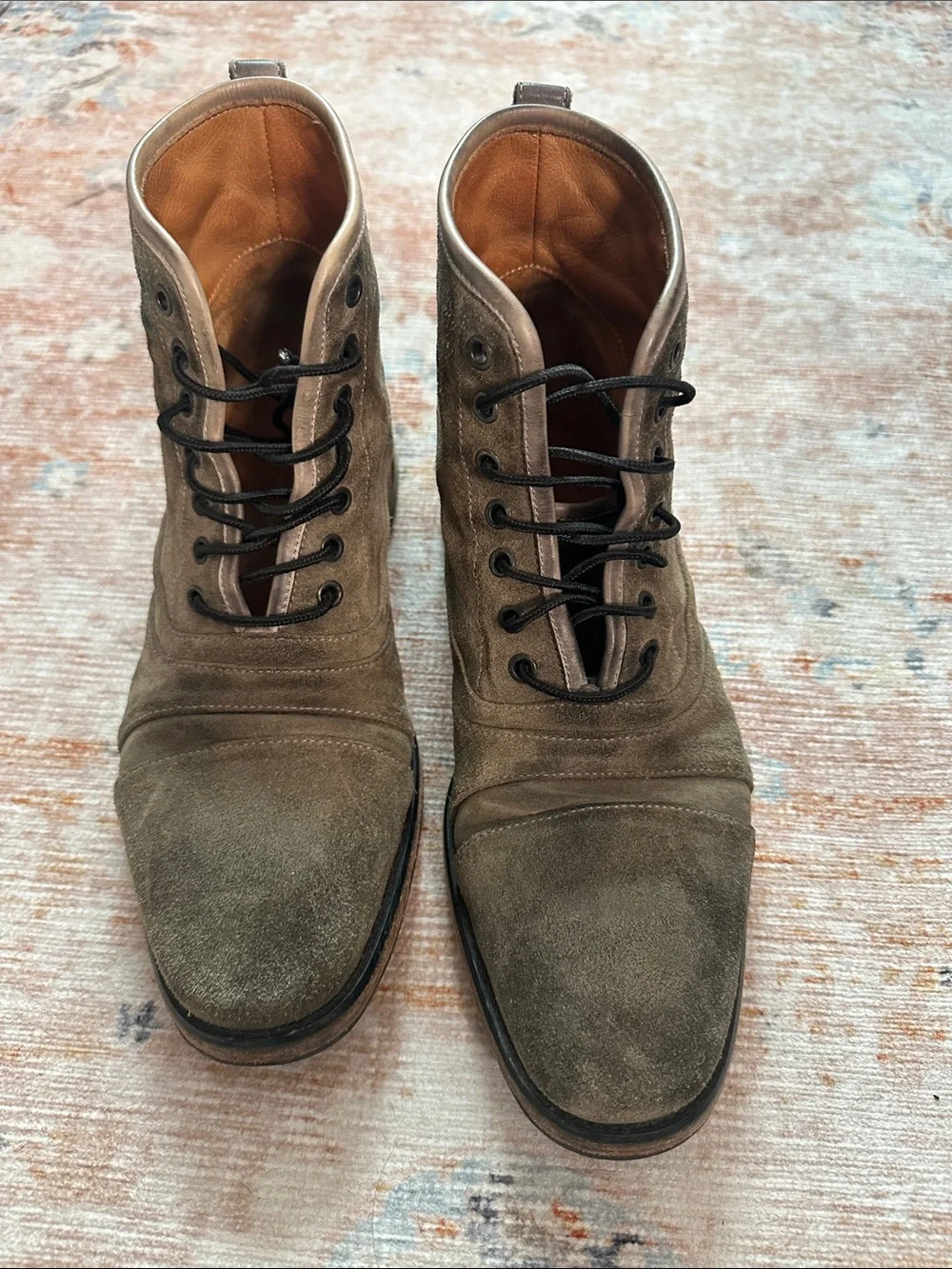 John Varvatos Olive Suede Chukka Boots